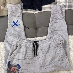 Brooklyn Cloth Light Gray Joggers with Blue Accents